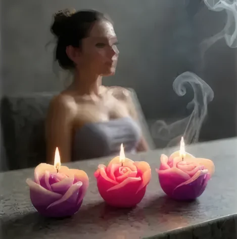 Scented beeswax rose candles